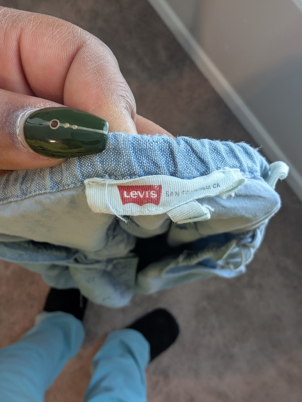 Levi's Light Blue Eyelet Spaghetti Strap Tiered Mini Dress - Picture 7 of 7